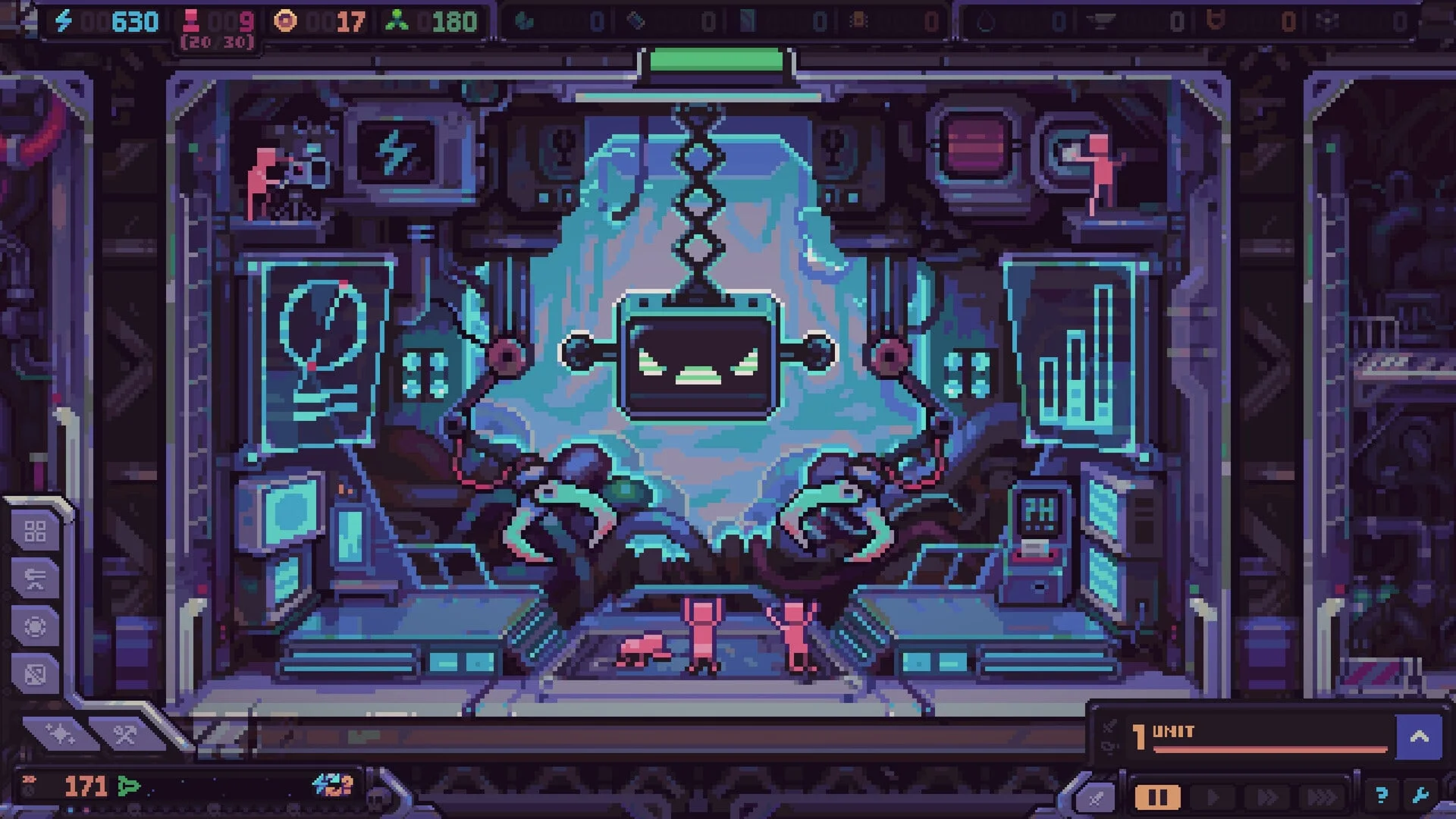 Hull Rupture Despot chamber with the AI face and human workers