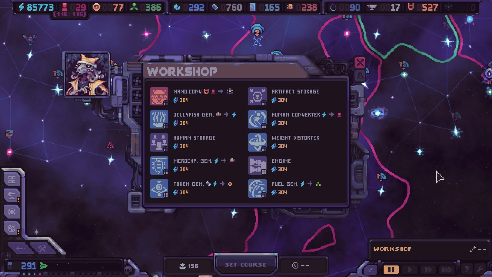 Hull Rupture workshop panel listing module kits and token prices